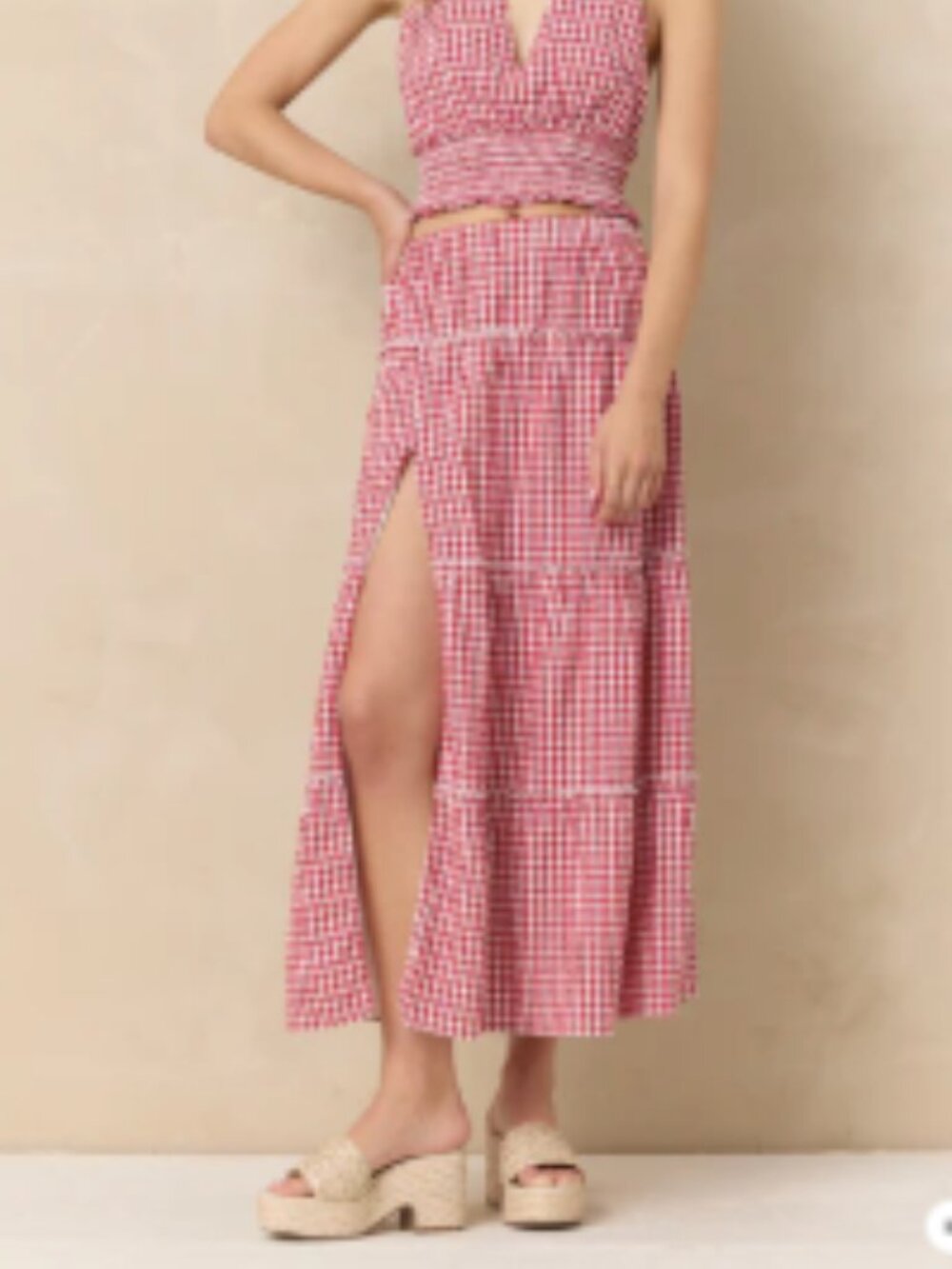 BRAND NEW VINTAGE HAVANA Woven Maxi Skirt with Slit
